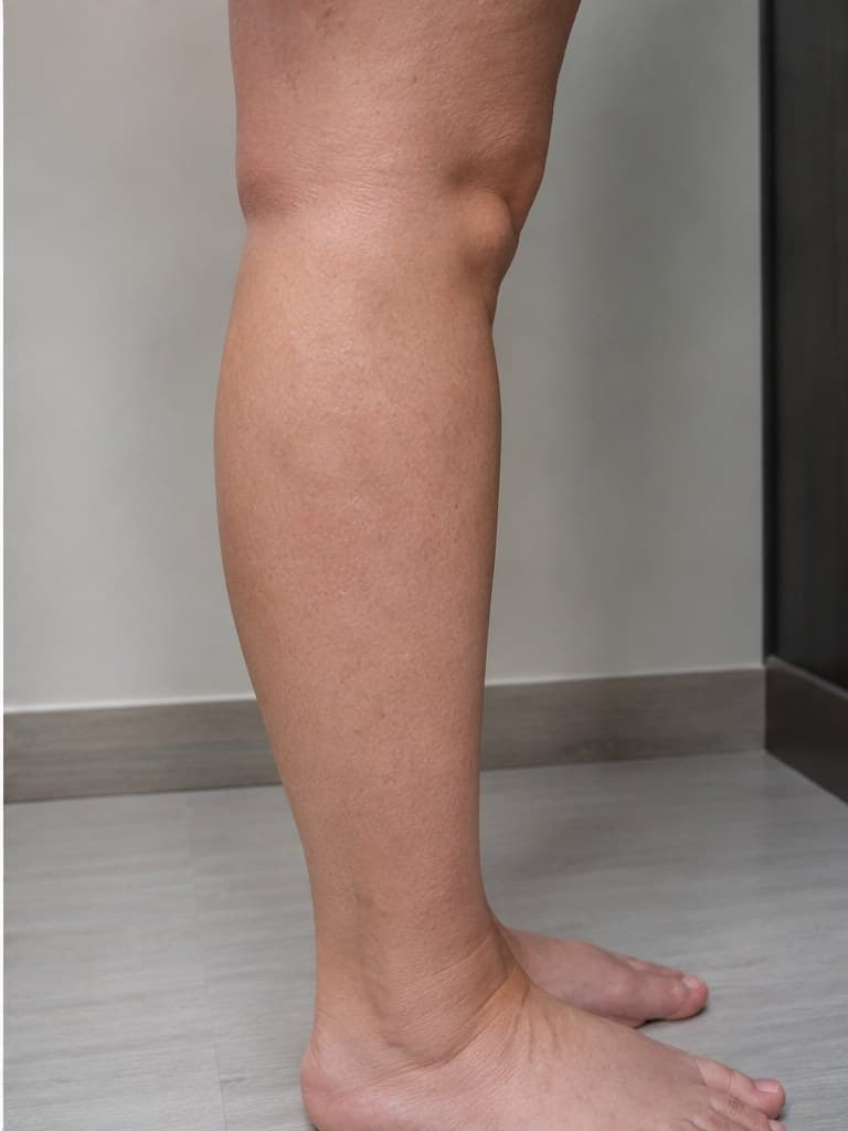 Arañitas vasculares en pierna tratadas con escleroterapia — después